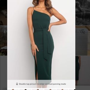 Bree Dress - Emerald one shoulder midi dress